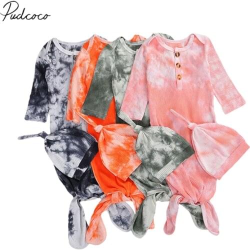 Tie-dye Printed Baby Quilt and Cap Silkworm Cocoon Type Newborn Wrap Comfort Sleeping Bag & Hat Set Long Sleeve Bedding Wear