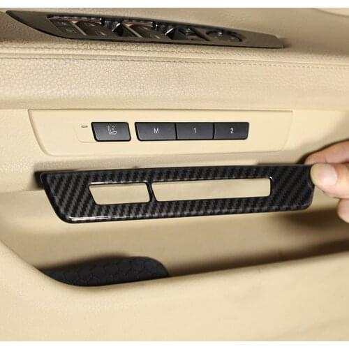 For BMW 7 Series F01 F02 2009-14 Car styling ABS Silver/Carbon Fiber Car Seat Memory Button Frame Cover Stickers Car Accessories