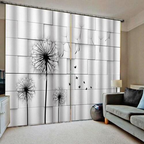 Simple curtains Beautiful Photo Fashion Customized 3D Curtains Dandelion curtains