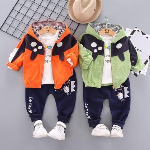 Casual Children Baby Clothes Kids Boys Girls Cartoon Dinosaur design Dinosaur T shirt Pants 3Pcs/Sets Toddler Cotton Suits sets