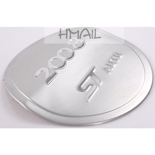 Stainless steel fuel tank cover for 2014-17 PEUGEOT 2008,Free shipping car-styling oil fuel cap decorat trim auto cover stickers