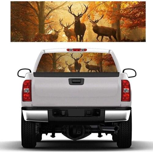Elk Forest for Truck Jeep Suv Pickup 3D Rear Windshield Decal Sticker Decor Rear Window Glass Poster 66.1 x 29.1Inch