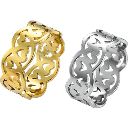 Fashion Stainless Steel Ring Hot Gold Rings Set for Women Wedding Jewelry Gift