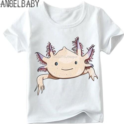 Fashion Print Cute Pink Axolotl Children T-shirts Summer Baby Boys/Girls Short Sleeve Tops Kids Soft T-shirt,ooo2315