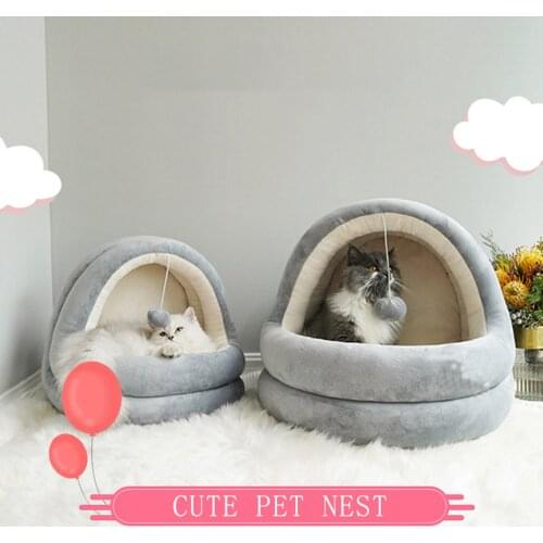 Cat Bed House Soft Plush Kennel Puppy Cushion Small Dogs Cats Winter Warm Sleeping Bed Pet Mat Supplies Washable