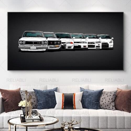 Nissan Skyline Gtr Car Living Room Mural Picture Home Decor Poster and Print Sports Car Canvas Painting HD Print No Frame Quadro
