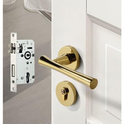 New door handle lock Gold lever handle/knob Indoor mute door locks with brass plug bedroom/bathroom/kitchen hardware accessories