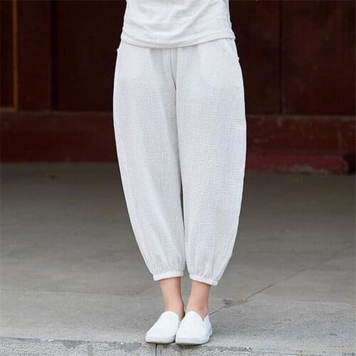 PLUS SIZE New 2020 Summer Ankle-length Baggy Lantern Trousers Cotton Linen Pure Pants Maxi Knickers Autumn Big Size 5XL 6XL 7XL