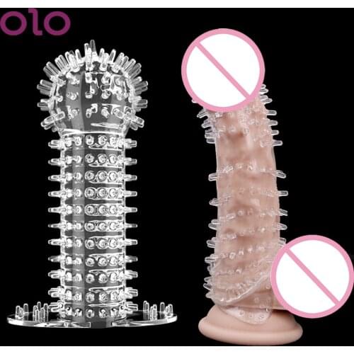 OLO Penis Sleeve Extensions Condom Cock Ring Penis Rings Delayed Ejaculation Male Enlargement Toys Adult Sex Toys for Man