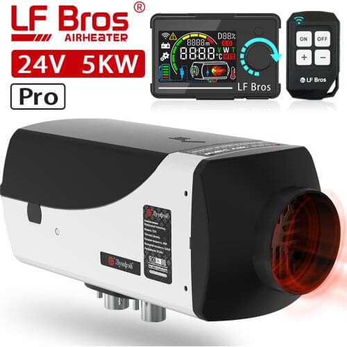 LF Bros parking heater Pro 24V car heater 5KW diesel air heater with large LCD knob switch 50m remote control Kyocera glow plug