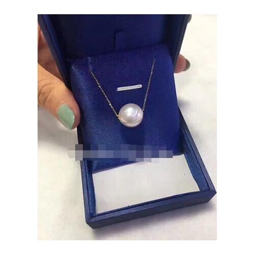 9-10MM White Genuine Akoya Cultured Pearl Pendant Free Necklace Necklace