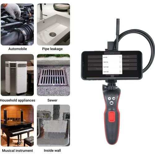 KKmoon WiFi Industrial Endoscope 1080P HD Digital Borescope IP67 Waterproof Video Inspection 2.78-feet Semi Rigid Snake Camera