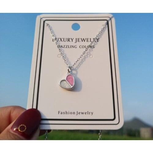 Simple Handmade Epoxy New Fashion 925 Sterling Silver Jewelry Sweet Heart Shaped Ice Cream Love Pendant Necklaces H338