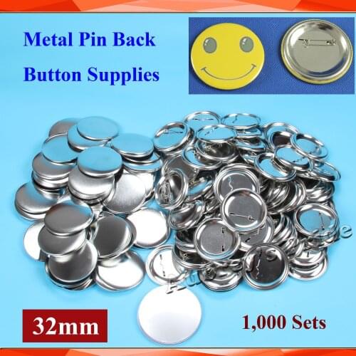 Free Shipping 1-1/4" 32mm 1,000 Sets Blank Steel Badge Button Maker Pin-back Metal Button Supplies Materials