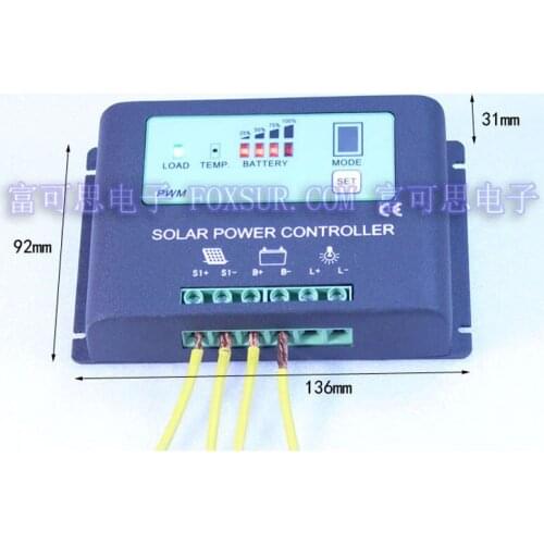 FOXSUR 30A PWM Solar Panel Charge Controller 12V-24V LED indicate the batttery Capacity Off Grid PV Controller Solar