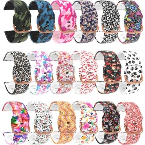 20mm 22mm Printing Silicone Watchband For Samsung Galaxy Watch 42mm Active 2 40mm Bracelet Band Strap For Gear S2 Amazfit Xiaomi