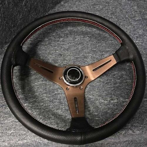 Racing car steering wheel / competitive steering wheel / leather three-line 14-inch steering wheel