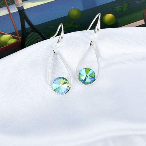 Silver Color Geometric Water Drop Earrings Blue Red Colorful Crystal Dangle Earring Women Wedding Jewelry Bijoux Femme