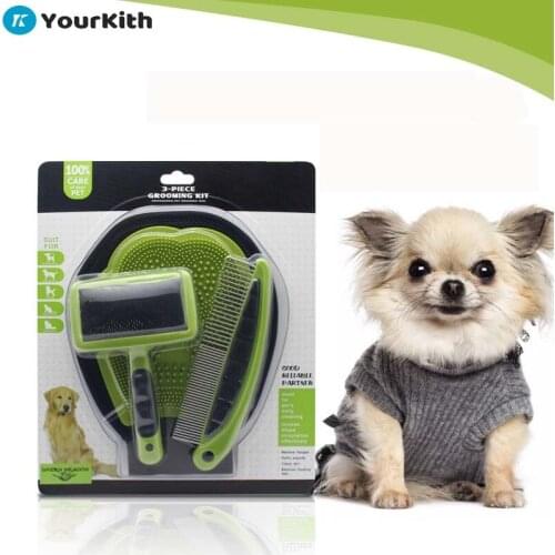 YourKith Dog Grooming Comb Brush Set Cat Grooming Glove Pet Hair Grooming Tool Set For Short Long Hair Dogs Cats