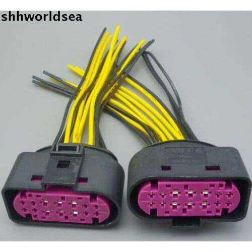 Shhworldsea For VW Golf Headlamp Frontlight Connector Adatper 14Pin 1J0973737 1J0 973 737