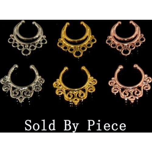 Showlove 1PCS 316L Surgical Steel Or Copper Fake Septum Clicker Nose Ring Clip Rose Gold,Gold,steel