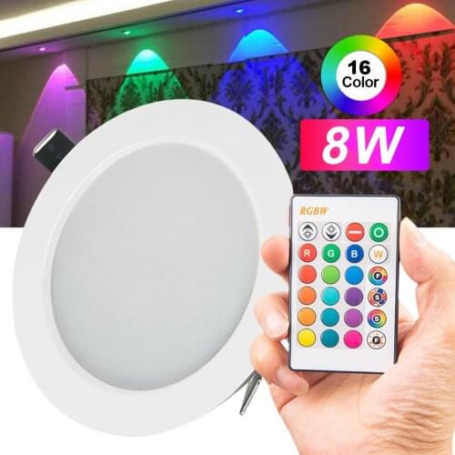 8W Remote Control LED RGB Ceiling Light AC85-265V Indoor Downlight for Landscape Home Living Room Garage Corridor Kitchen