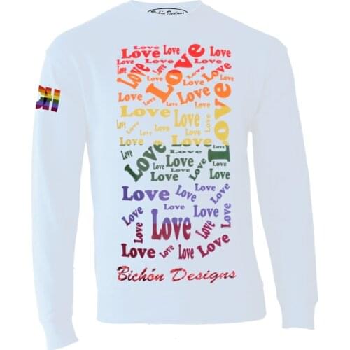 Sweatshirts men and women Bichon Designs, White Love Rainbow, Gay Pride, free people, new collection 2021