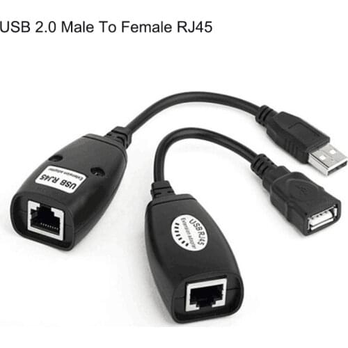 USB 2.0 Male To Female Cat6 Cat5 Cat5e 6 Rj45 LAN Ethernet Network Extender Extension Repeater Adapter Converter Cable
