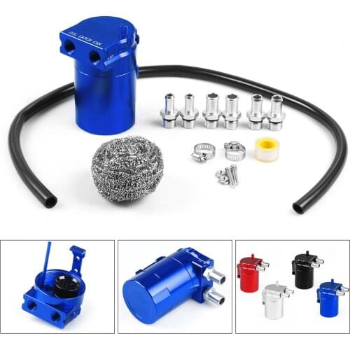 Universal Aluminum Oil Catch Can Tank With Oil Dipstick Polish Baffled Reservoir Red Black Blue Silver TT102109