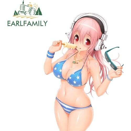 EARLFAMILY 13cm x 8.8cm for Sexy Super Sonico Car Assessoires Stickers Windows Decal Car Refrigerators Sticker Vinyl Decals
