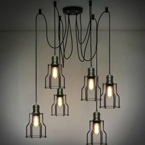 Retro Edison Bulb Pendant Lights Vintage Loft Antique Adjustable DIY E27 Art Spider Pendant Lamp Home Lighting AC 110V-240V