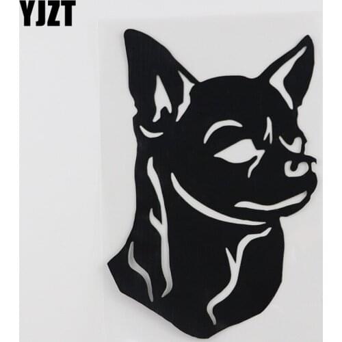 YJZT 10.5CMX15.7CM Cartoon Chihuahua Dog Decal Vinyl Car Sticker Black/Silver 8A-0032