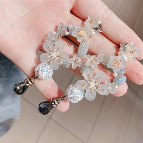 Korean Handmade Elegant Acrylic Flower Tassel Long Dangle Earrings For Women Girls Fashion Boucle d'oreille Jewelry