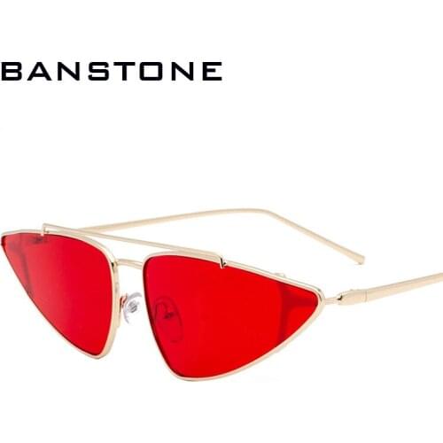 BANSTONE Triangle Metal Frame HD Sunglasses Women Brand Designer Cool Cat Eye Sun Glasses Female Man Retro Eyewear Shades UV400