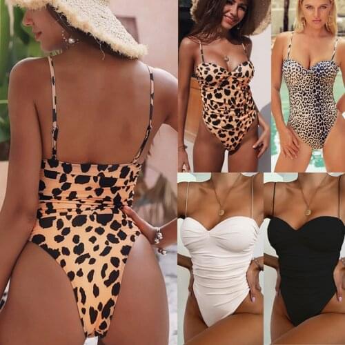 Women Push Up Padded Bra One Piece Swimsuit 2020 Sexy Folds Swimwear Female Bathing Suit Swimming Beachwear Summer Monokini