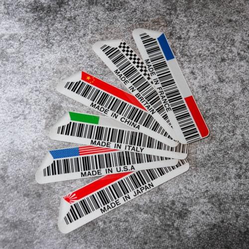 NO.077 Waterproof Motorcycle GP Car Stickers and Decals Commodity Bar Code Made in UK Japan Italy France China Germany