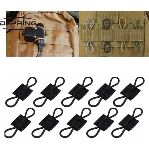 10pcs/set MOLLE Elastic Molle Ribbon Buckle Tactical Binding Retainer for PTT Antenna Stick for 1" MOLLE Platform