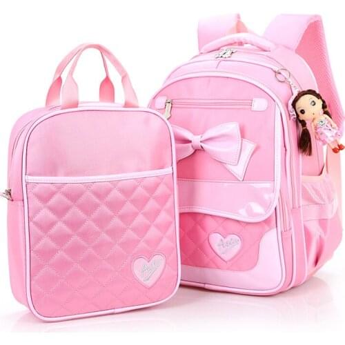 2pcs/set Cartoon Bowknot Schoolbag for Girls Book Bag Backpack Children School Bags Top Quality Waterproof Kids Backpack school