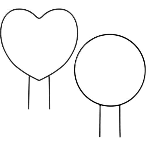 Vine Plant Climbing Frame Flower Pot Frame Flower Support Round Heart-shaped Garden Metal Grid Bracket 2pcs