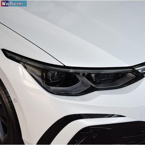 2 Pcs Car Headlight Protective Film Front Light Transparent Smoked Black TPU Sticker For Volkswagen VW Golf 8 MK8 2020 2021
