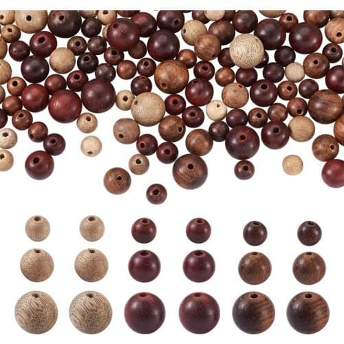 240pcs 6 8 10mm Natural Wood Beads Round Mixed Color for Jewelry Making DYI Bracelet Necklace DIY Craft Finding