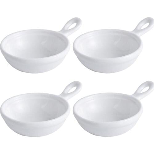 4Pcs Creative Seasoning Dish With Handle Snack Dipping Dish Containers Kitchen Accessories Sauce Plates Dishes For Dipping