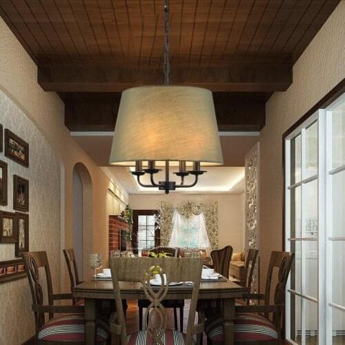 American Nordic fitting led E14 light fixture modern nordic cloth hanging pendant light sitting dinning room fabric hanging lamp