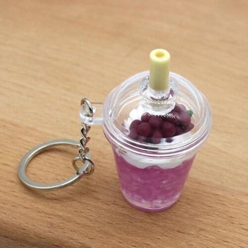 6 Styles Creative Key Holder Highly Simulated Bag Pendant Plastic Cartoon Ice Cream Juice Cup Shape Keychain for Backpacks