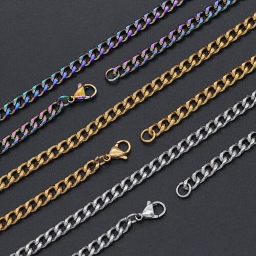 Never Fade 5mm 100% 316L Stainless Steel Hip Hop Miami Cuban Chain Necklace 7BEADS Women Men Rapper Jewelry Basic Chains