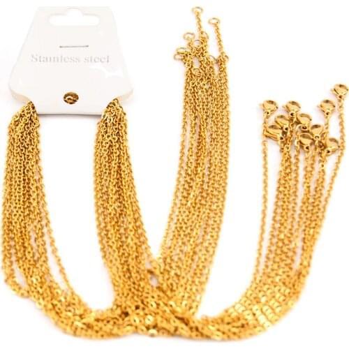 Gold Color/Silver Color Stainless Steel Rolo Links Chain Bulk 2mm/1.5mm Chaine Acier Inoxydable Fabrication Bijoux 10pcs