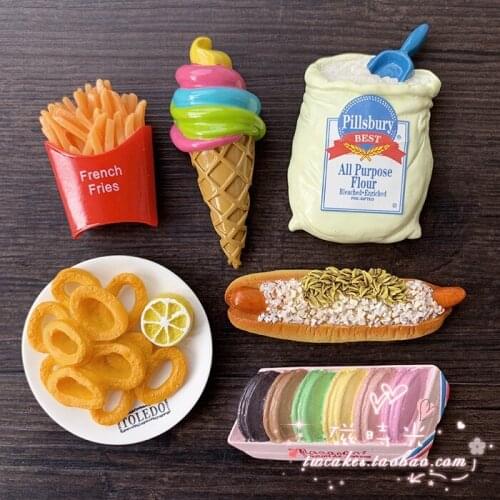 French fries flour colorful egg cone French macarone hamburger food refrigerator paste magnetic paste
