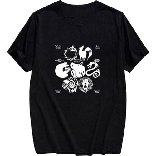 The Seven Deadly Sins Cotton T-shirt Fashion Summer Funny Short Sleeve Harajuku Style Shirt Casual Hip Hop Clothes Drop Shipping