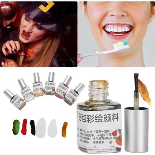 6 Colors 7ml Colorful Safe Non-toxic Dries Quickly Long Lasting Tooth Colored Drawing Paint Makeup Pigment For Halloween Cosplay