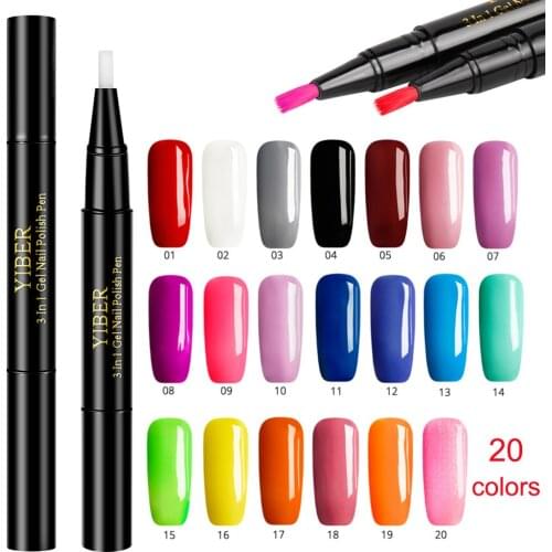 One Step Nail Gel Polish Pen UV Manicure Nail Gel Varnish Pen Nails Art Pencil 20 Colors Optional Easy To Wear Gel Polish Pen